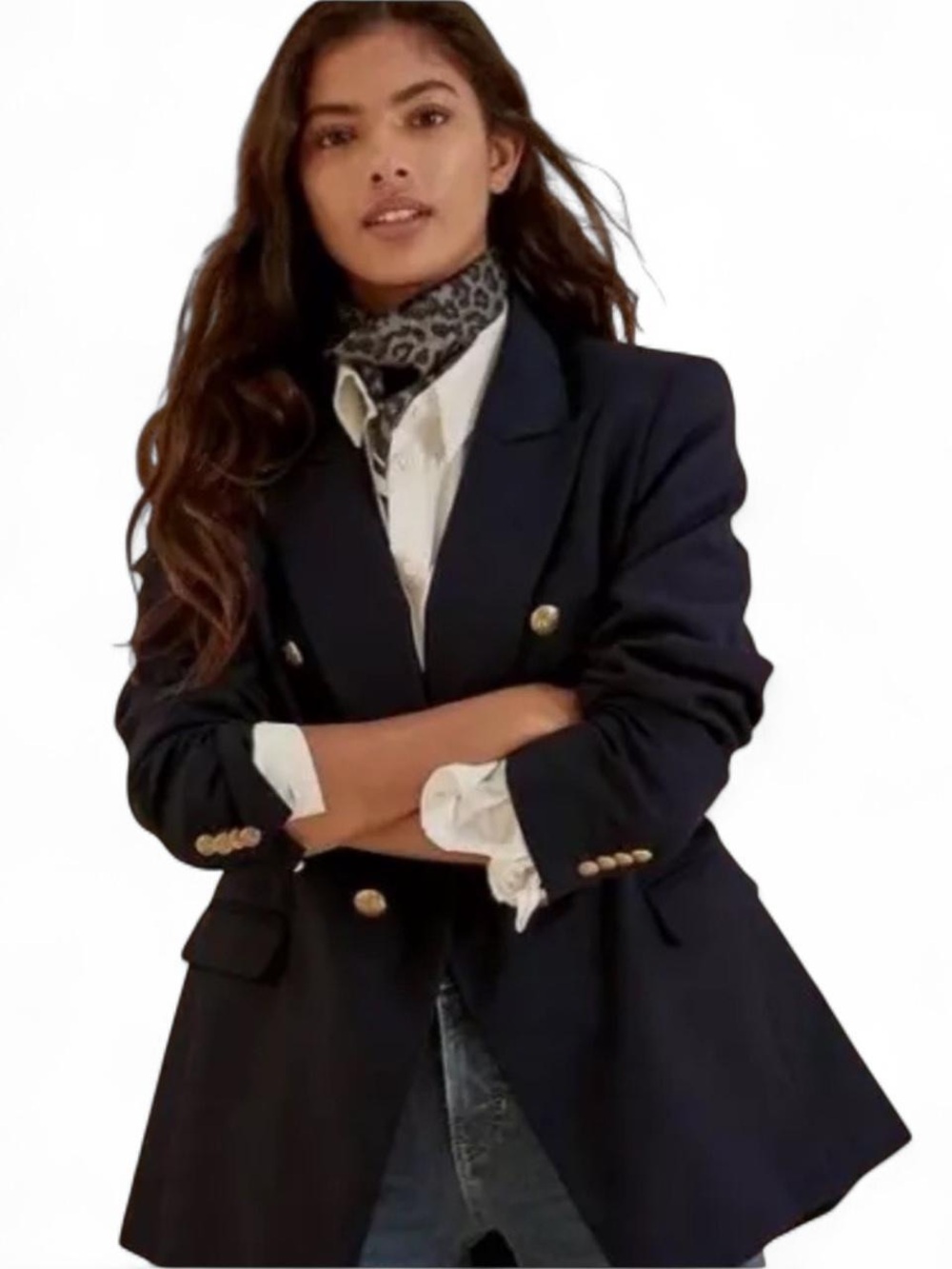 Banana Republic Black Double-Breasted Gold Button Blazer Petite 4